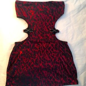 Exotic dancer strapless dress with rhinestones